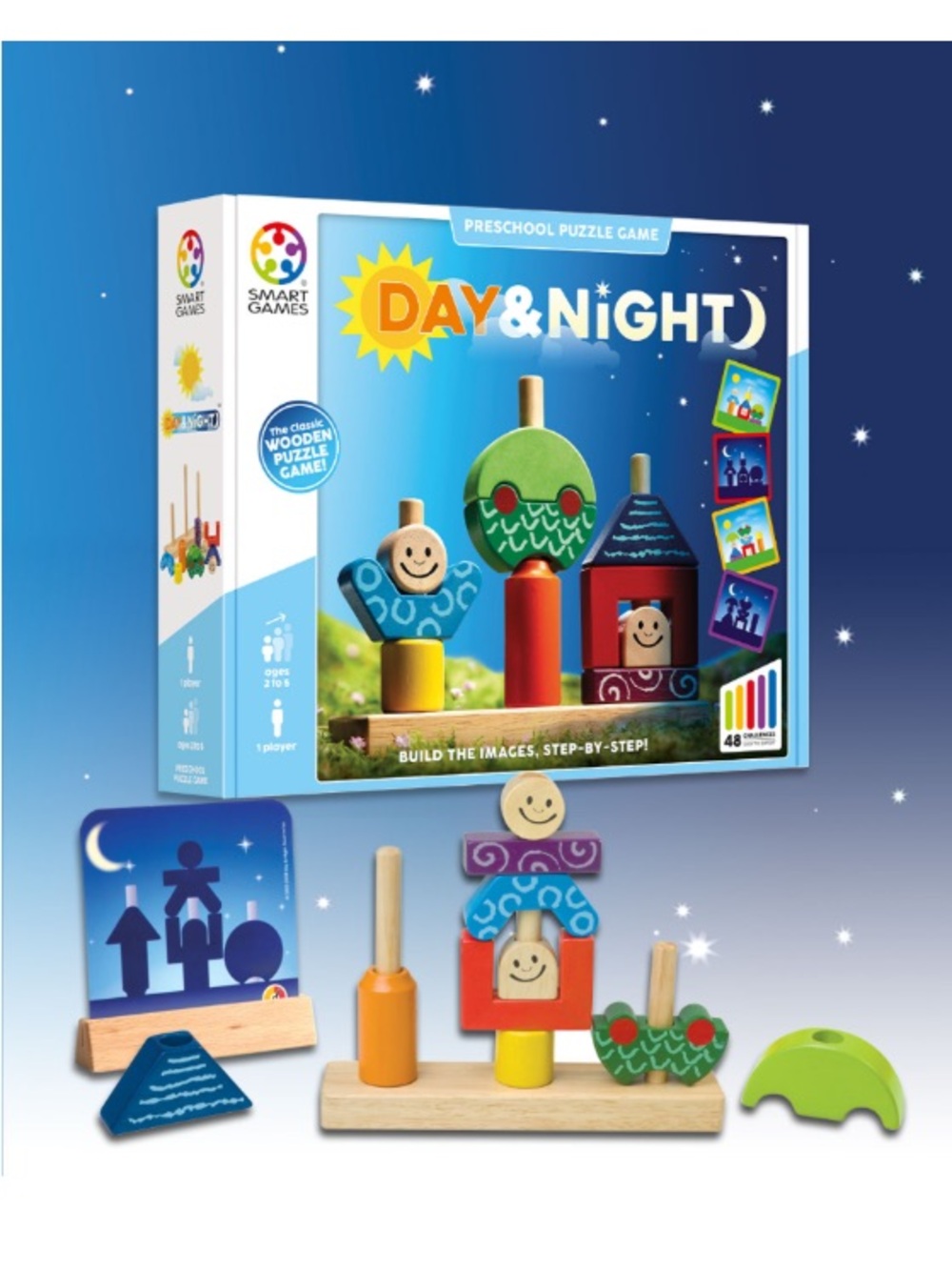 Day & Night Smart Games preschool wooden puzzle building